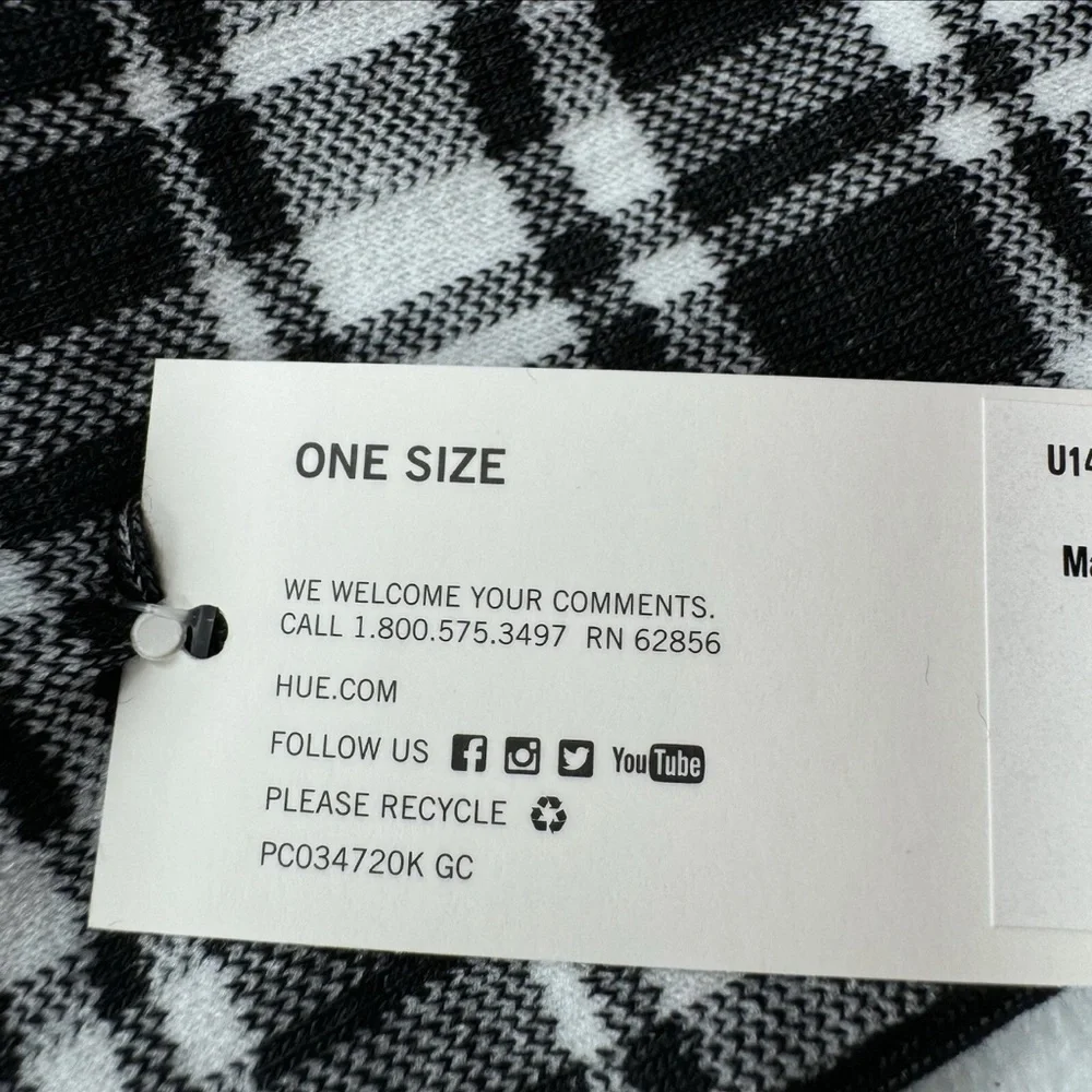 HUE Black White Plaid Femme Top Socks One Size Low Cut New 4 Pairs‎